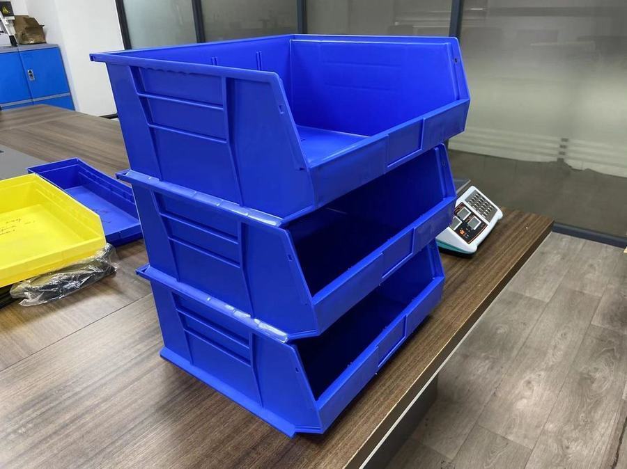 Stackable storage bins for backroom use
